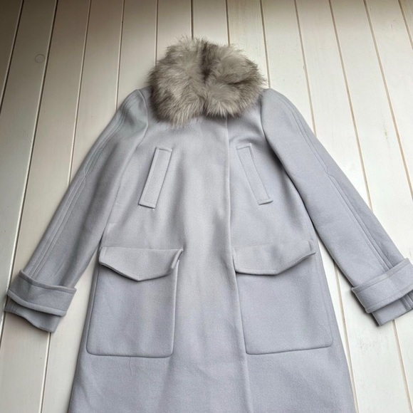 ASOS Beautiful Grey Coat with Faux Fur Collar Brand ASOS Size 4 NWT - Picture 2 of 4